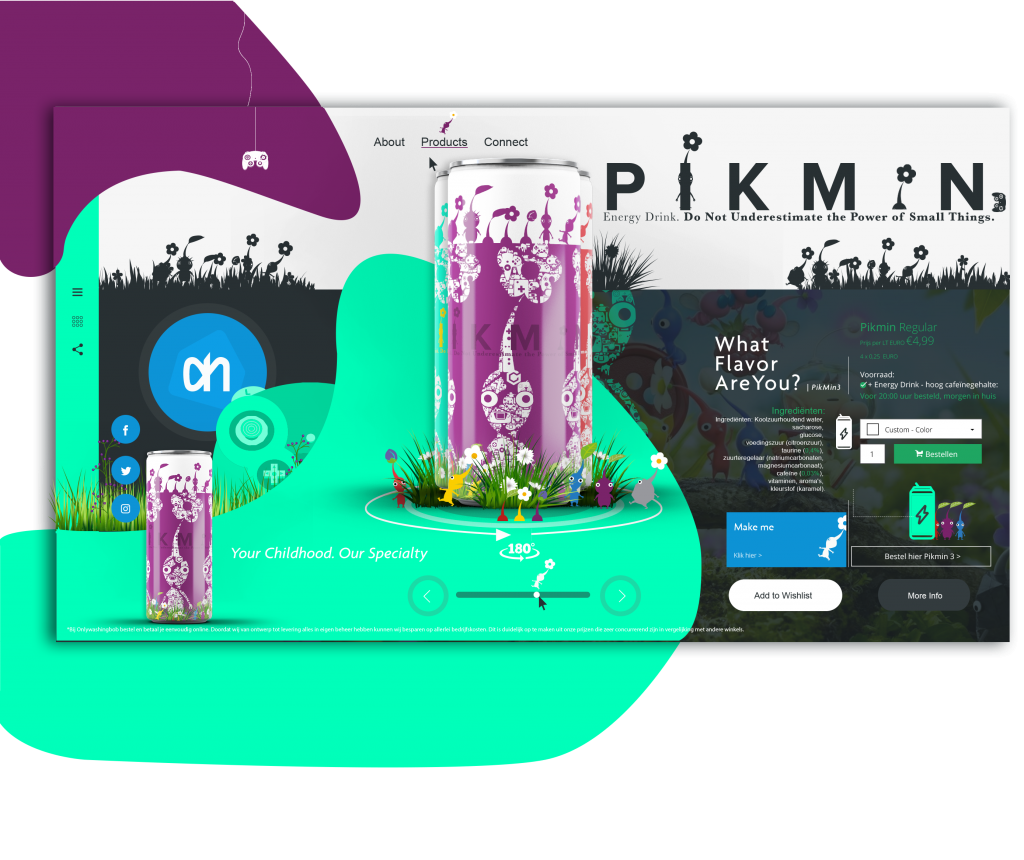 Pikmin Energy Drink: UI Design - Landingpage