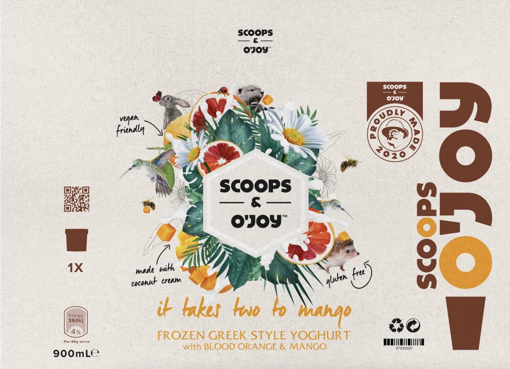 Label Design : Scoops O'Joy Frozen Yoghurt