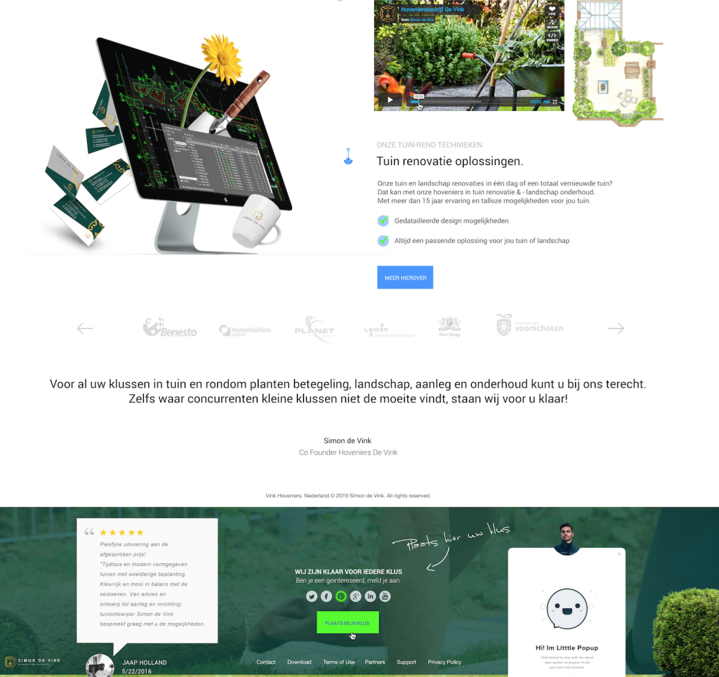 De Vink Hoveniers: Webdesign- Homepage